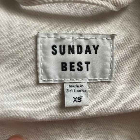 Sunday Best Aritzia cotton white denim jean oversized jacket  Sz XS - Picture 5 of 9